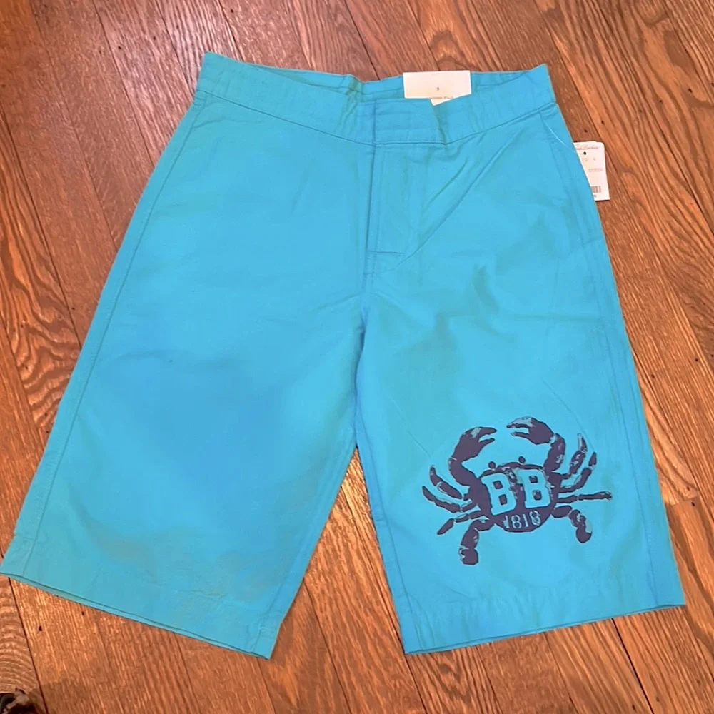 Brooks Brothers Turquoise Crab Kids Swim Trunks size 6 NWT